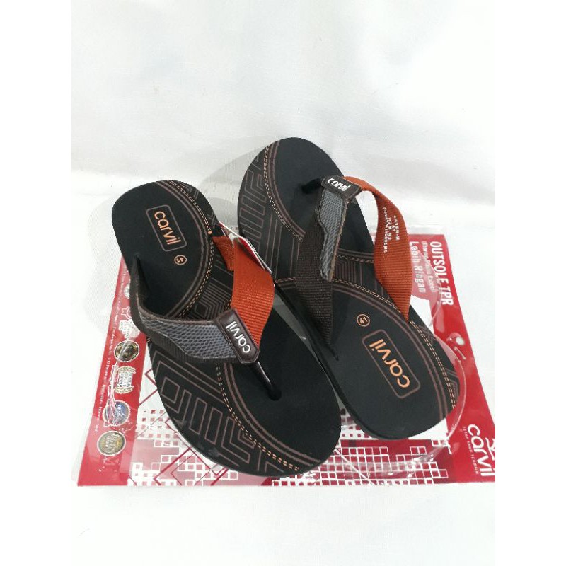 sandal jepit spons pria Carvil arven original coklat