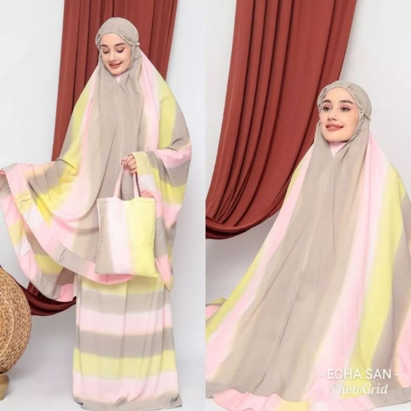 MUKENA BALI JUMBO REMPEL PELANGI DEWASA REMAJA RAYON ADEM (GESER FOTO)