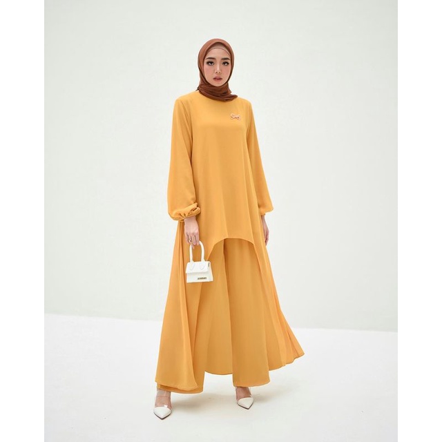 maudy set setelan tunik celana kulot polos real picture