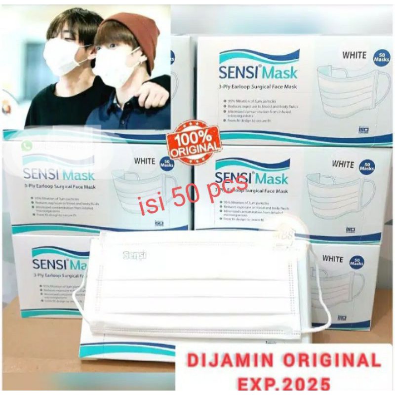 Masker Sensi Earloop 3 ply isi 50 pcs PUTIH