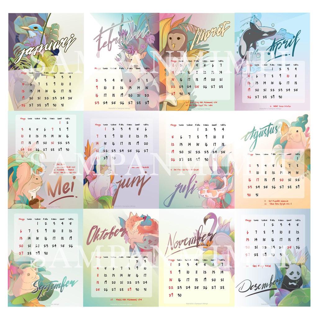 Kalender 2020 Lucu Cute Designed By Asakecil Dan Sampan Mimpi