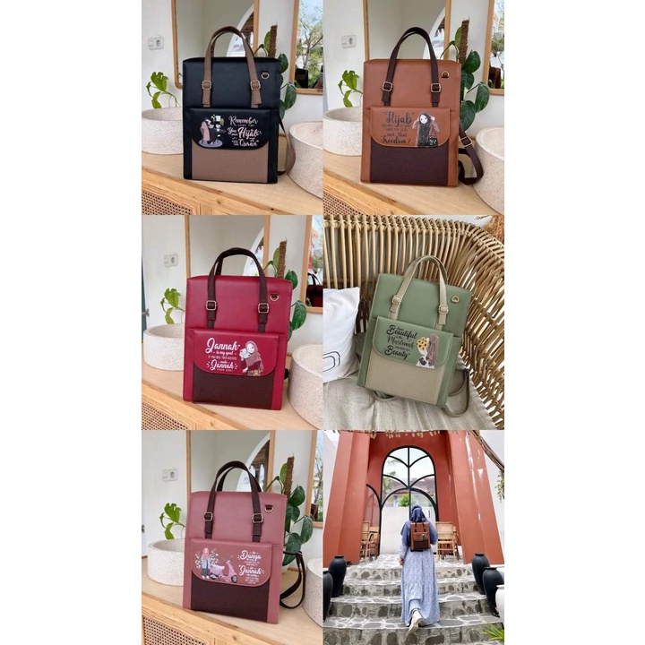 RANSEL LAPTOP CAROLINE BAG / TAS SERBAGUNA BY GANCI UNYU MUSLIMAH