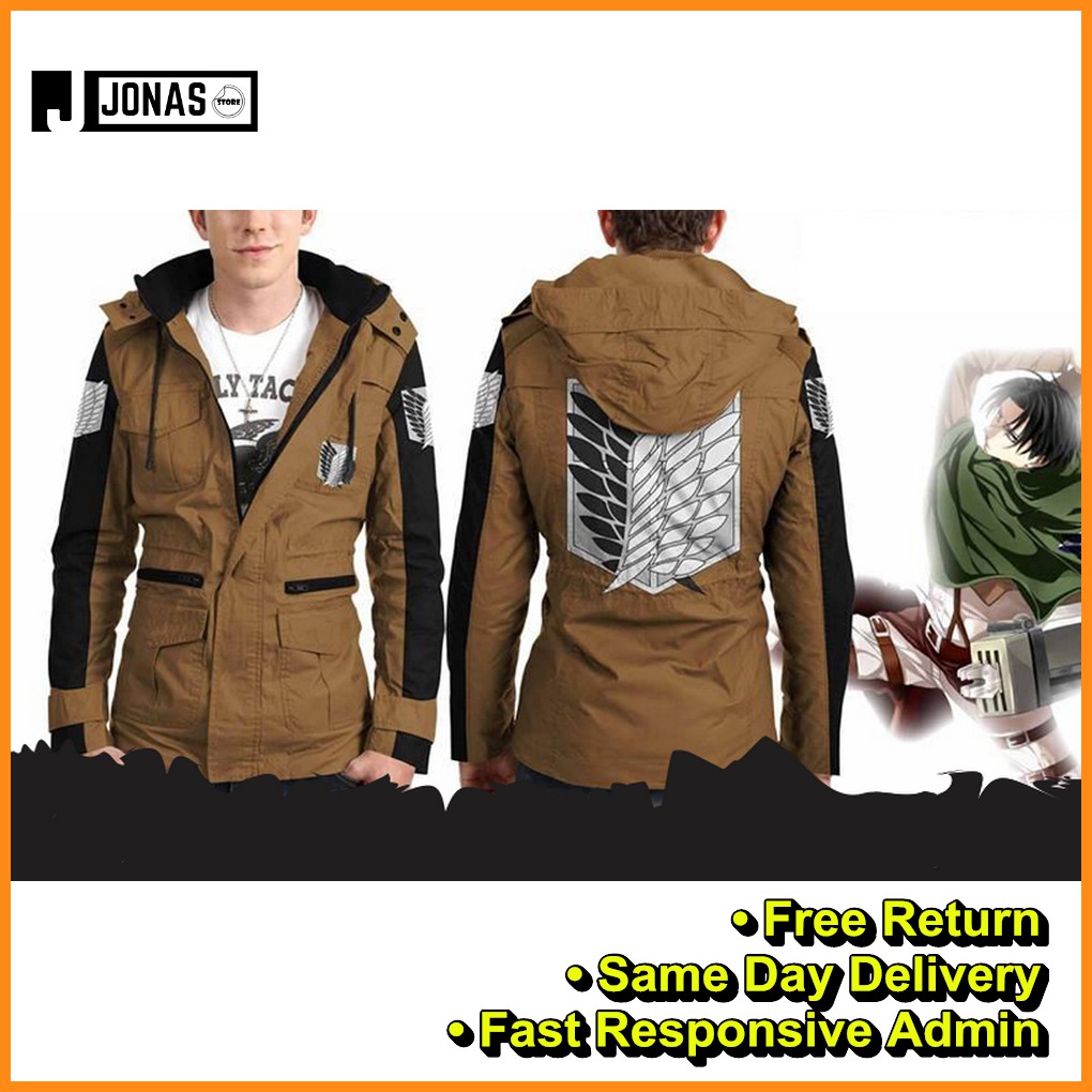Jaket Anime Attack On Titan Parka Canvas Jacket Hoodie (JA SNK 43)