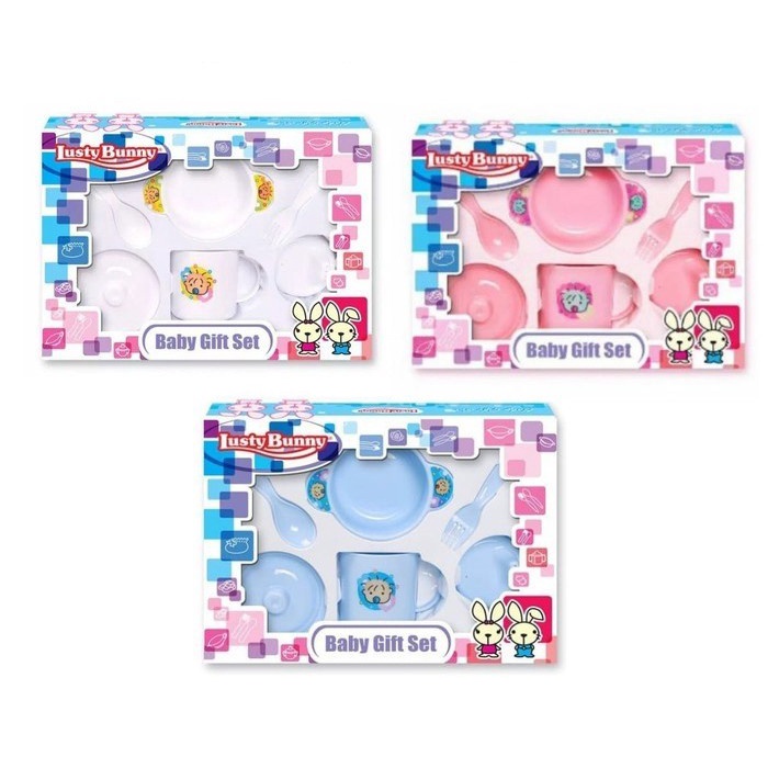 LUSTY BUNNY MURAH FEEDING SET TEMPAT MAKAN BAYI SATU SET PIRING SENDOK GARPU GIFT SET NEWBORN