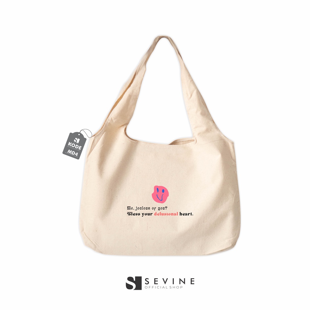 Sevine Tote Bag Kanvas Bonnie Tas Wanita Kuliah Fashion Laptop Totebag Quotes Motivation Aesthetic Vintage Pastel Retro - MD