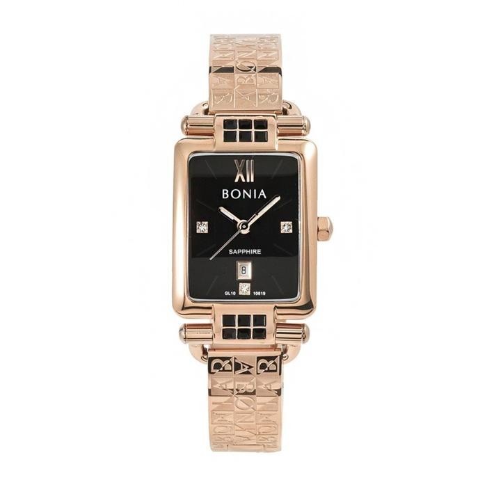 Jam Tangan Wanita Bonia Analog Sapphire Date Rose Hitam BNB10652-2533 Original terbaru