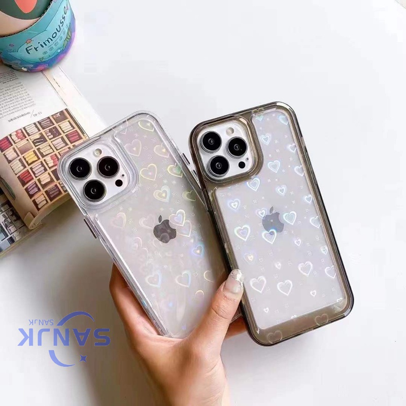 New ! ! Fashion gradient laser love iPhone case 13 Pro max 11 12 Pro Max X XR XS MAX full cover iPhone 7 8Plus X XR XS MAX full protection Transparent case