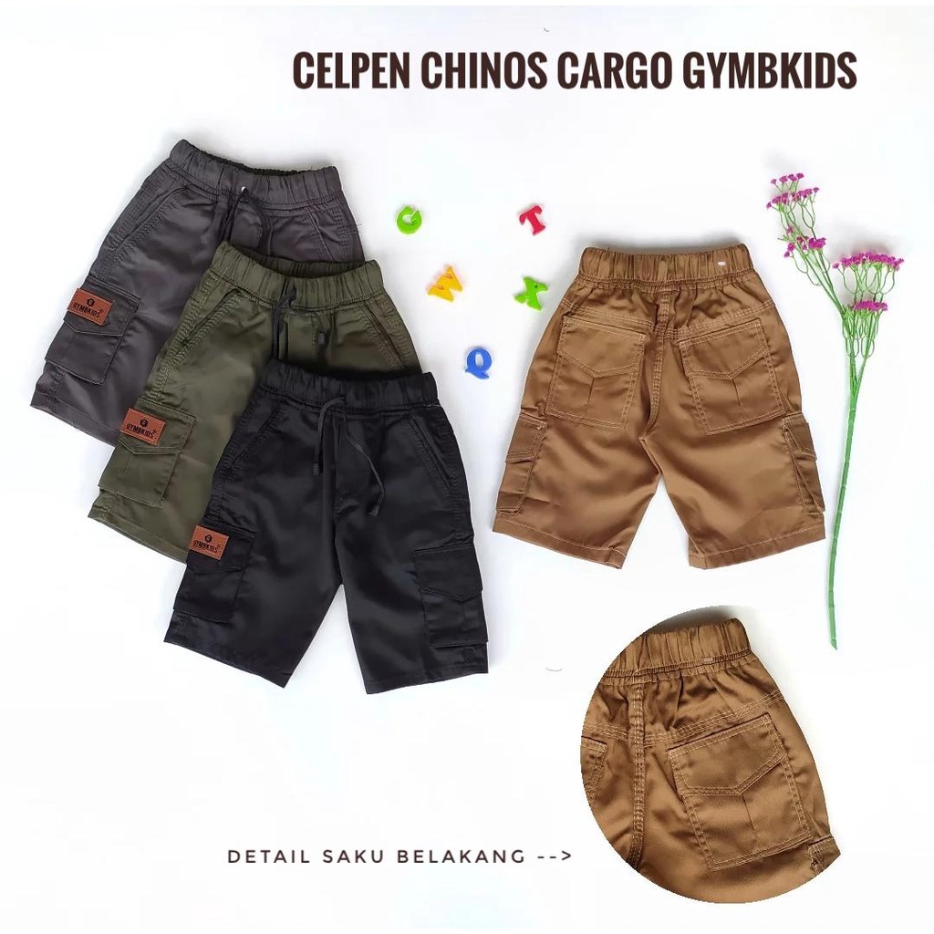 Gymbkids Celana Pendek Cargo Katun Anak Laki Cowok 2-12 Tahun V2 PREMIUM