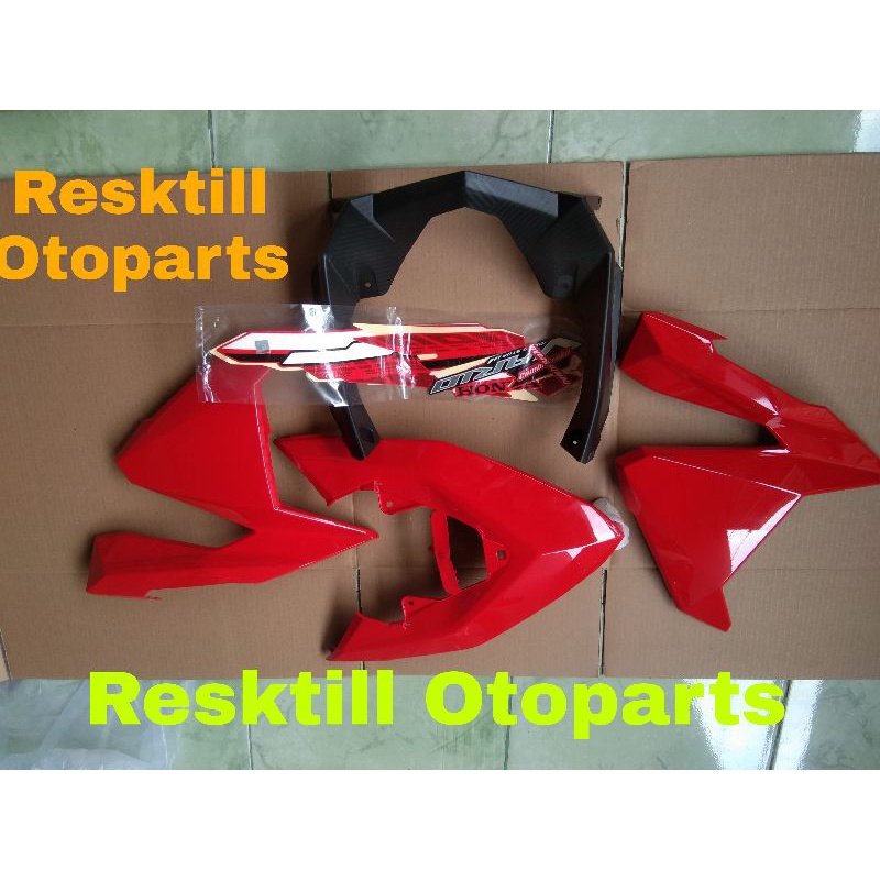 Tameng Dasi Besar Sayap Janggut Honda Vario 125 150 Led 2015 2016 2017 Warna Merah (Free Stiker)