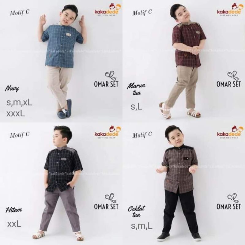 ready‼️Kemeja OMAR SET motif C by kakadede kloter2(3-12taun)ready maret
