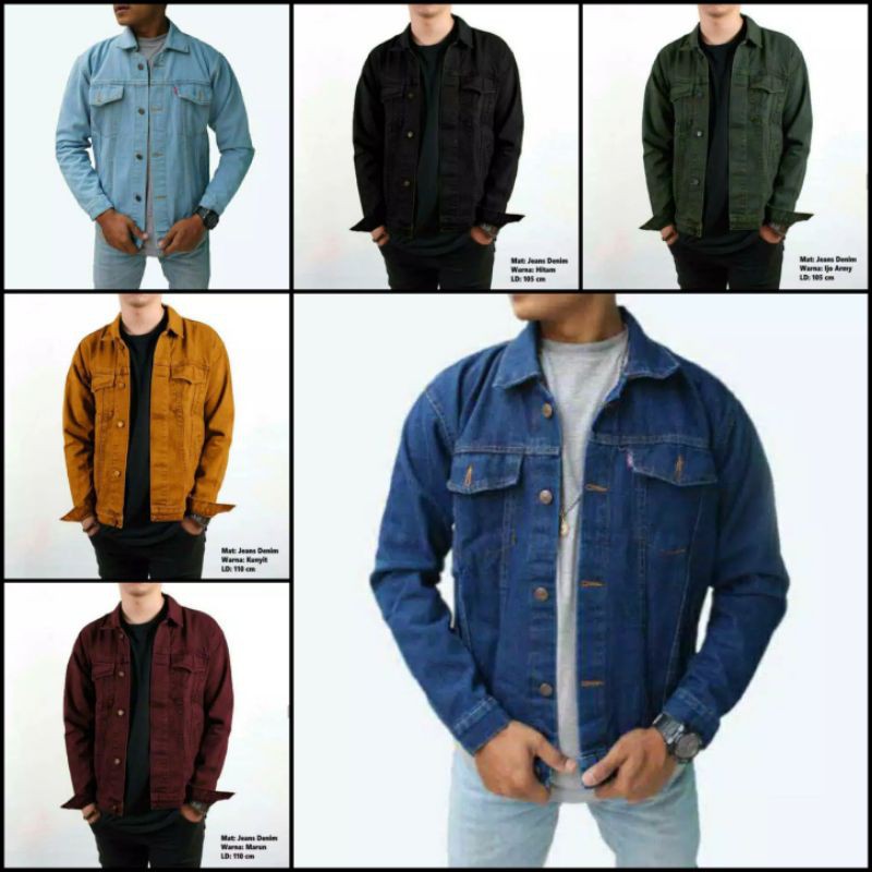  JAKET  JEANS PRIA Cowok  Denim Hitam Wash Merk Levis  Casual 