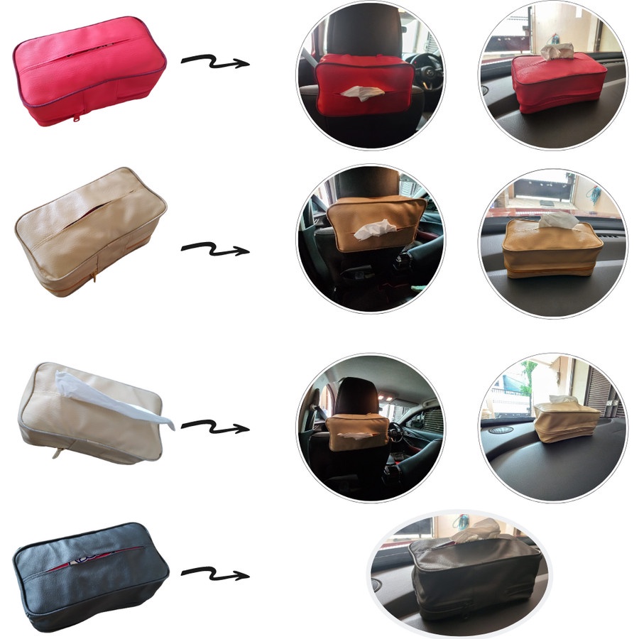 PUTIH Car Tissue holder Penjepit Tisu Mobil Tempat tissue Kotak Tisu