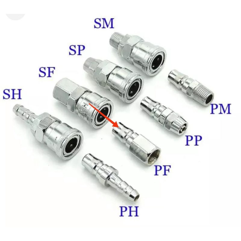 coupler selang set (1set 2pcs) sf + pf / sambungan selang kompresor