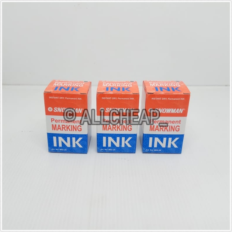 ISI ULANG TINTA REFILL SNOWMAN HITAM PERMANENT INK MARKING MIG - 20