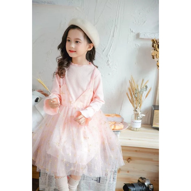 [ HANA ] 3-8 Tahun | Dres Kualitas Import Overall Knit Dress Korean Style Dres Pesta Lebaran Anak Gaun Pesta anak Baju Idul Fitri Anak Perempuan