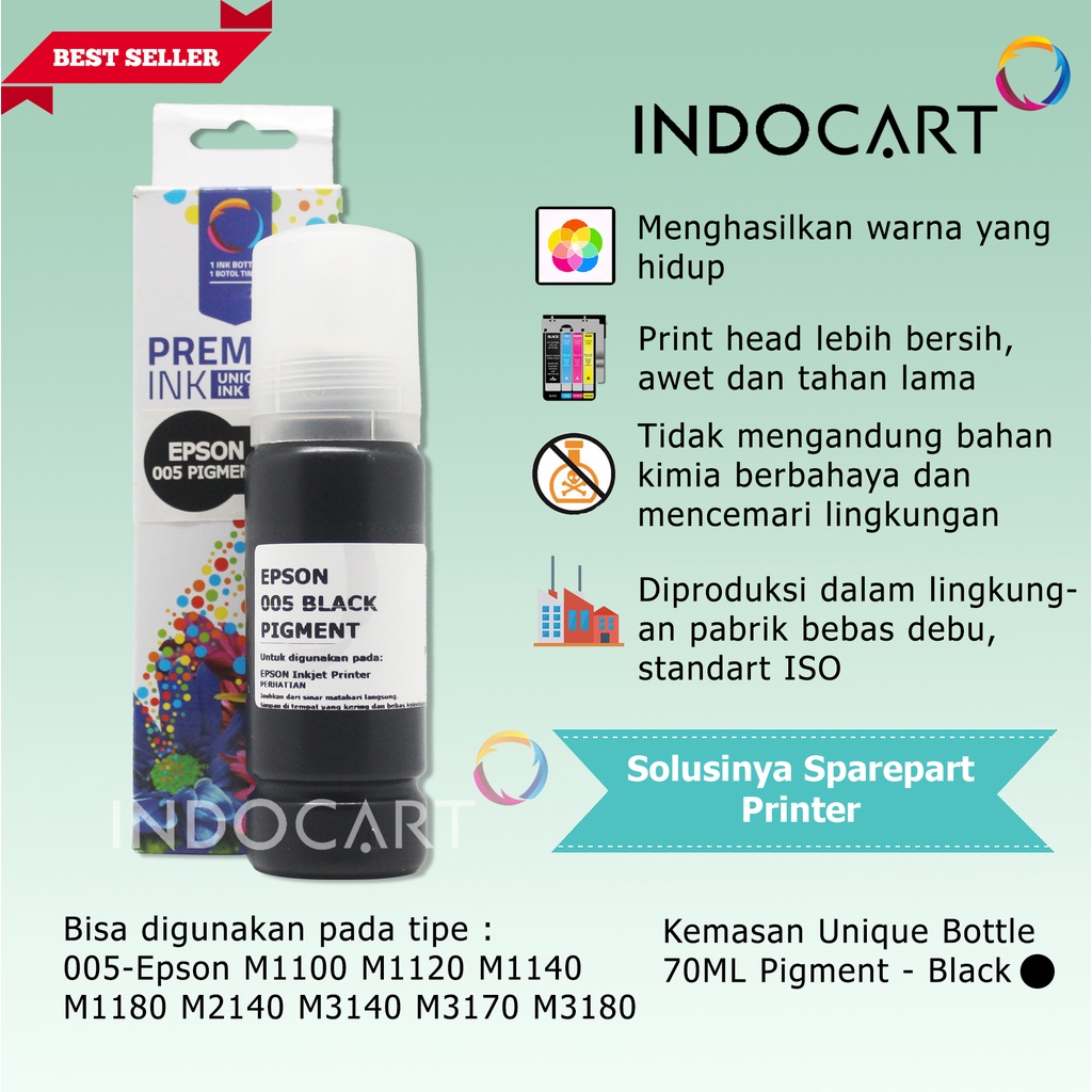 IndoCart Tinta Refill Printer Epson 005 Pigment Ink-Black-70ml