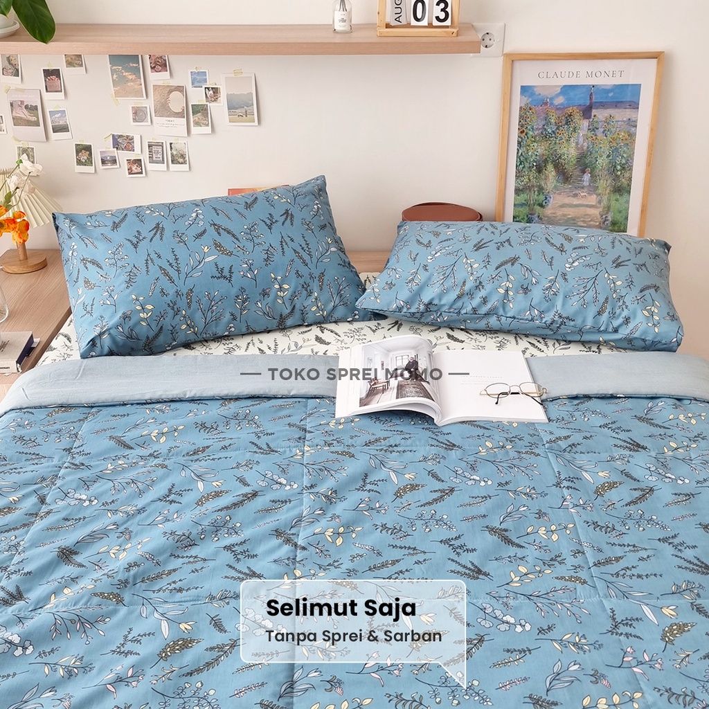 Bedcover Double Lite Edition - Katun Lokal Motif Bunga 01  -  Selimut Saja