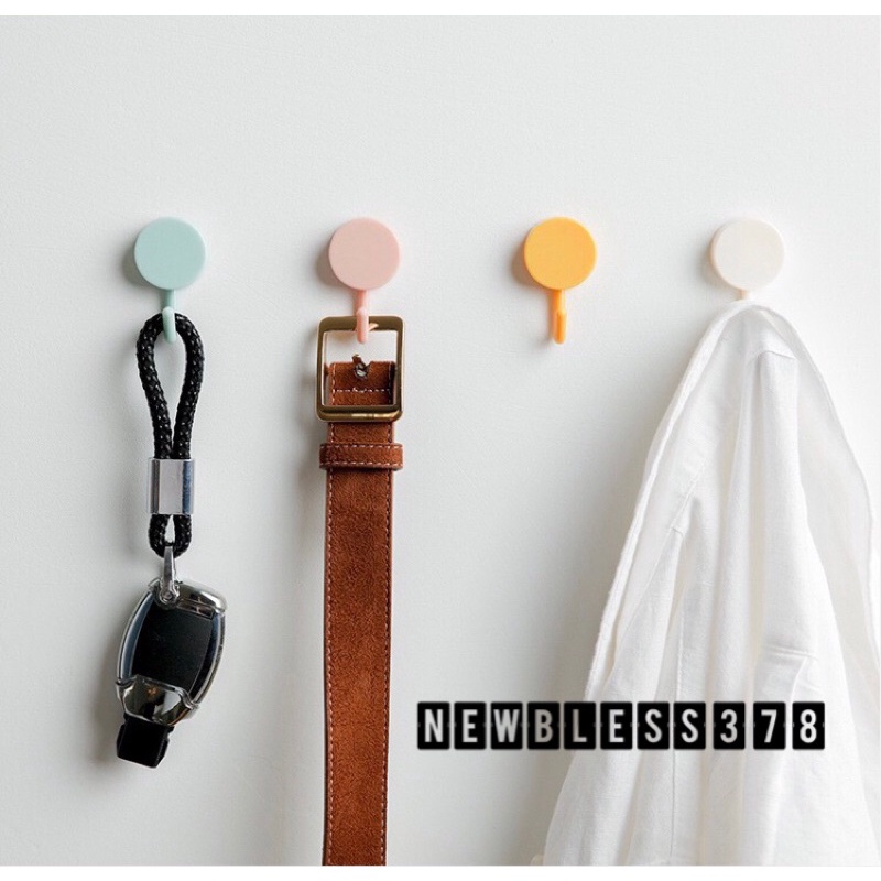 Gantung Hook Polos Tempel Tembok Wall Hook Stiker Dinding Polos - Gantungan Hook Polos Warna Warni