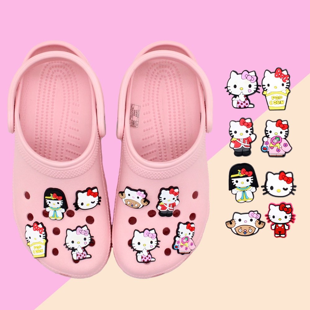 Kartun Hello kitty tema lucu shoe charms Jibbitz Crocs Pin decorate sandal  Lubang Sepatu accessories DIY Dapat Dilepas hadiah Natal