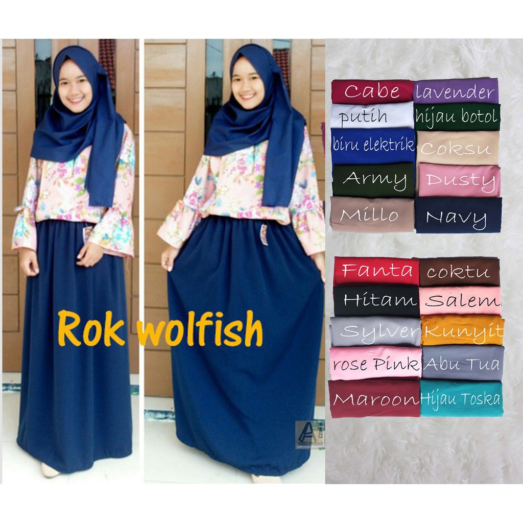 ROK POLOS PANJANG  MOSCREPE FULL KARET PINGGANG FIT TO XL