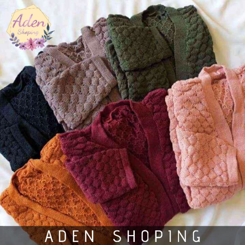 Cardigan rajut popcorn Kardigan outer motif nanas