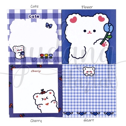 Sticky Notes Blue Bear Series Notes Beruang Biru Lucu DIY Scrapbook GH 301457