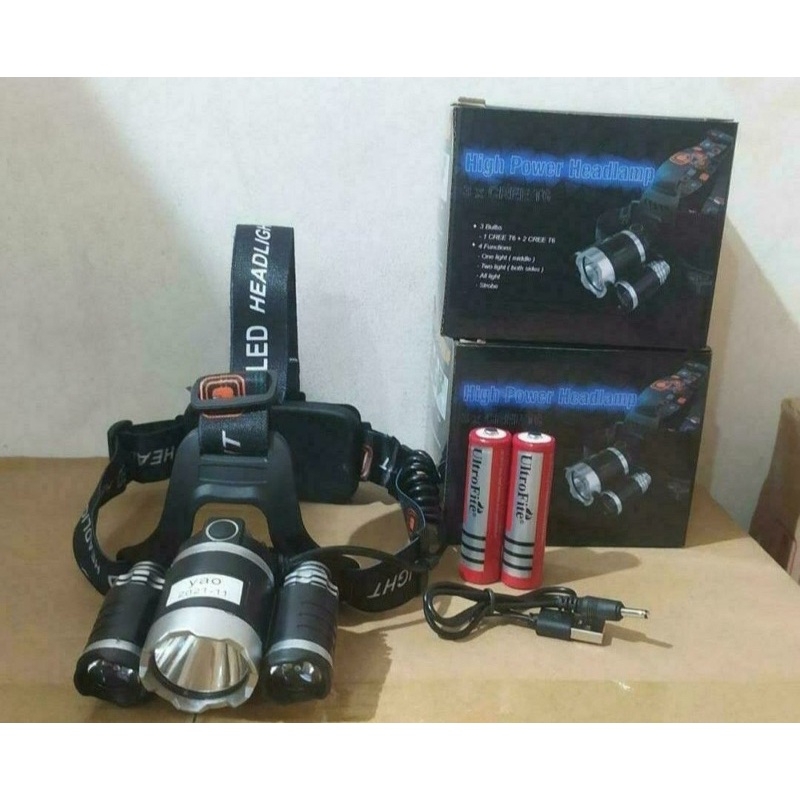 Senter kepala Headlamp 3 in 1 - 3 LED serbaguna