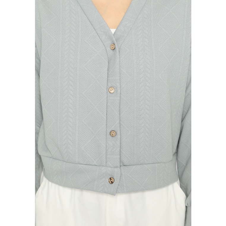 Mannequin Cotton Textured Jacket-Abu kebiruan