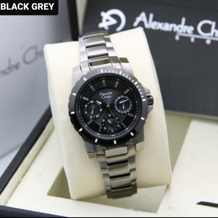 Jam tangan wanita Alexandre Christie AC 6141 AC6141 black grey Garansi