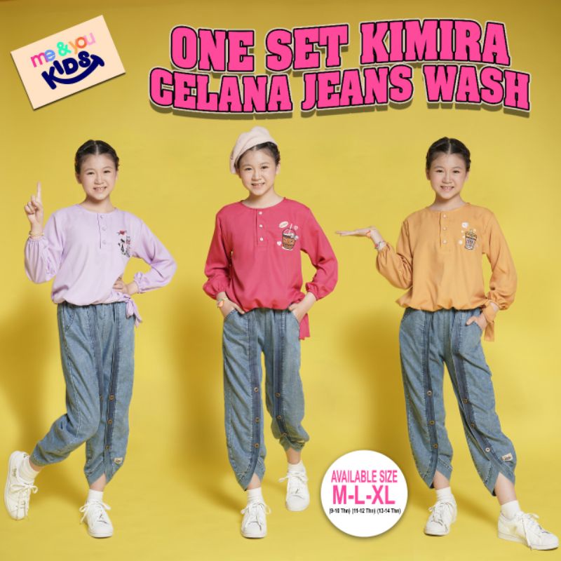 kimira celana jeans wash one set ready