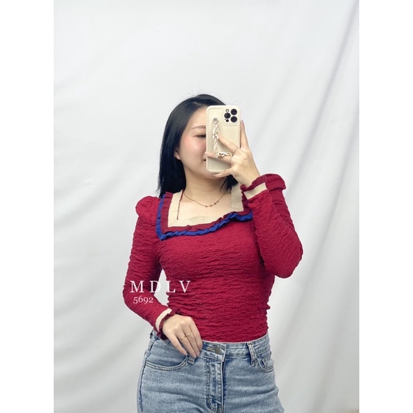 MDLV ~ 5692 Aurinia Square Neckline Top Blouse Import Blouse Korea Atasan Wanita Lengan Panjang Fashion Wanita Fashion import