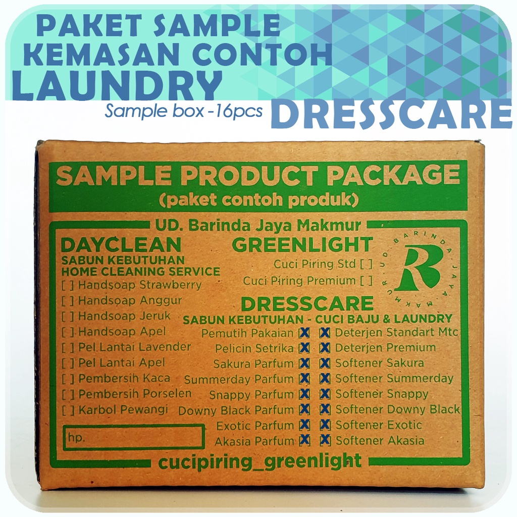 PAKET Contoh 16pcs - DRESSCARE Produk Kebutuhan LAUNDRY