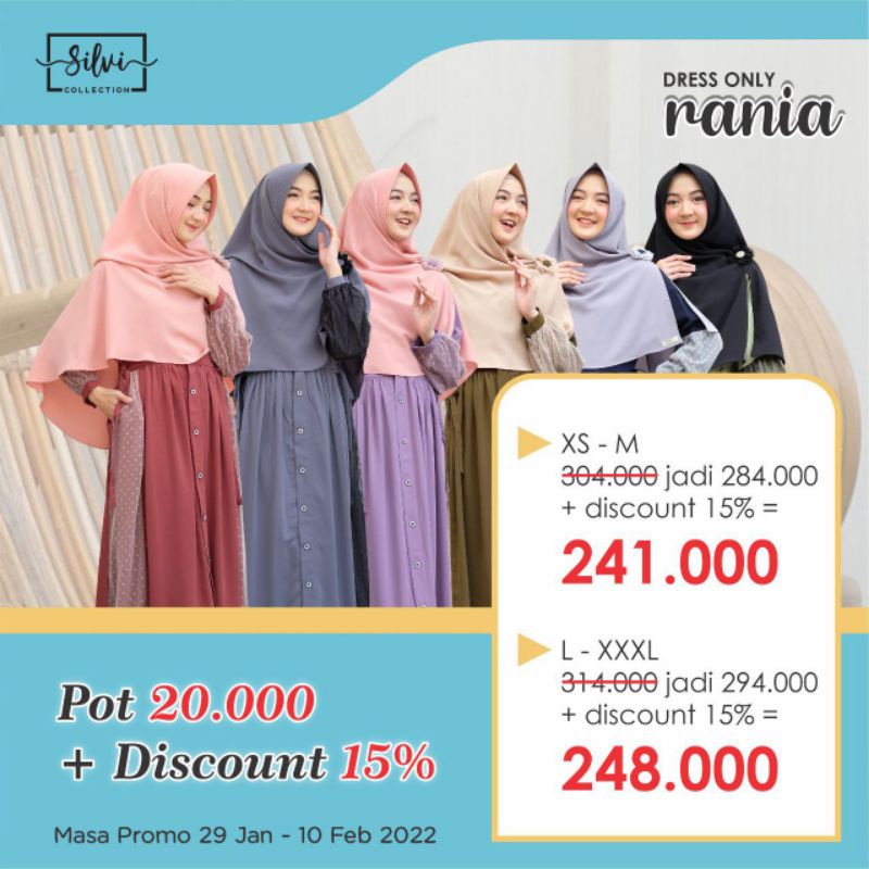 Rania dress by silvi collection/gamis diskon berkualitas premium