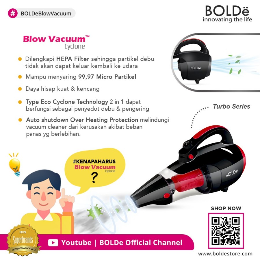 BOLDe Super Hoover Cyclone Black Vacuum Cleaner Penyedot Debu