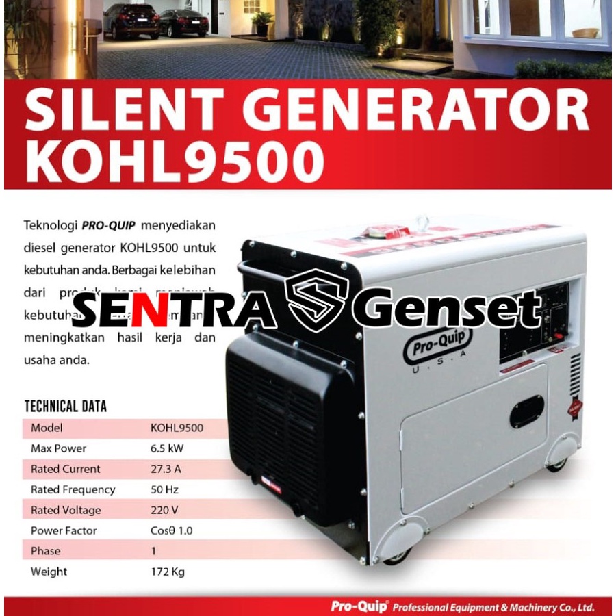 Genset silent diesel KOHL 9500- 6500 watt