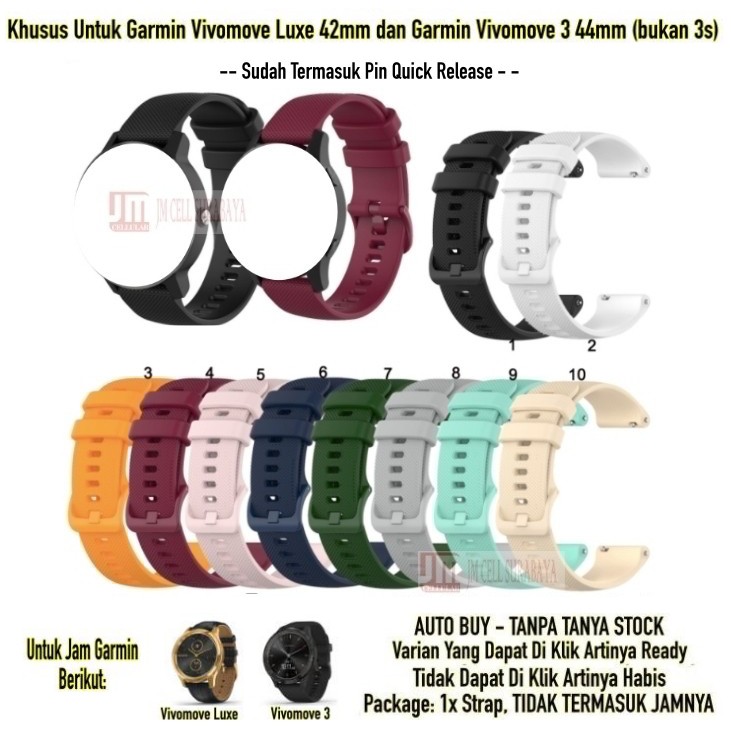 Tali Jam Tangan 20mm Strap Garmin Vivomove 3 44mm / Luxe 42mm - OYE Rubber