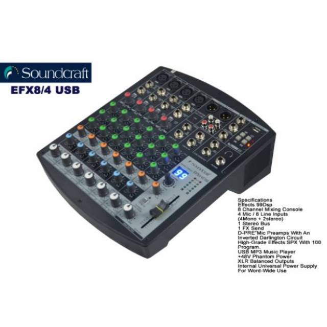 Mixer soundxraft Efx-8 4 USB  8channel