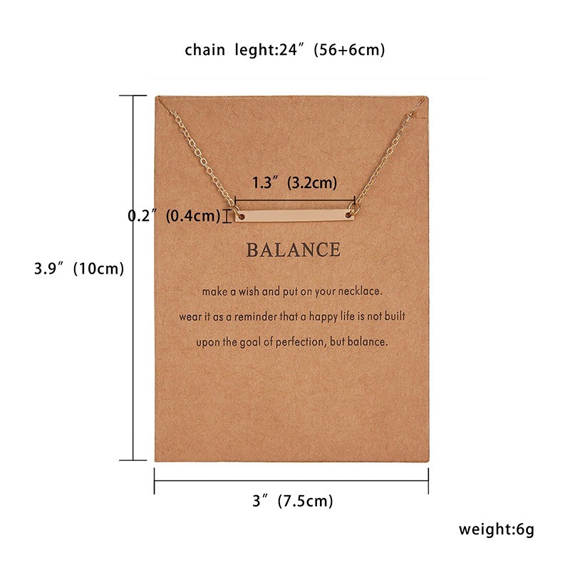 Kalung Rantai Klavikula Hias Liontin bar Horizontal Warna Emas Untuk Wanita