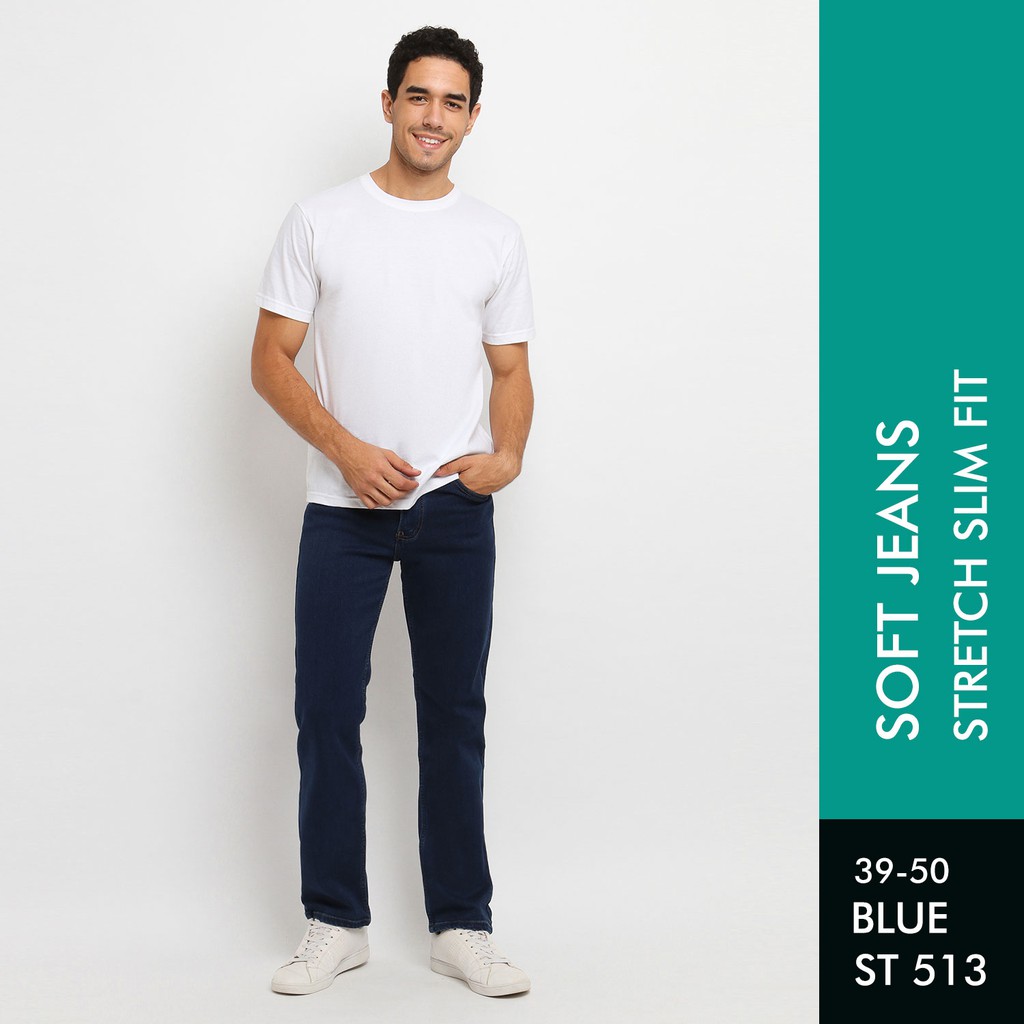 Jumbo L&G Elengie Celana Jeans Pria ST 513 Stretch Slim Fit Washed Premium 12.5 OZ