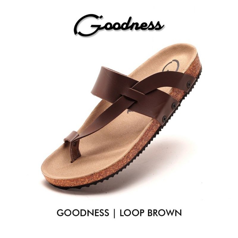 PROMO HARGA SANDAL KULIT GOODNESS LOOP BLACK