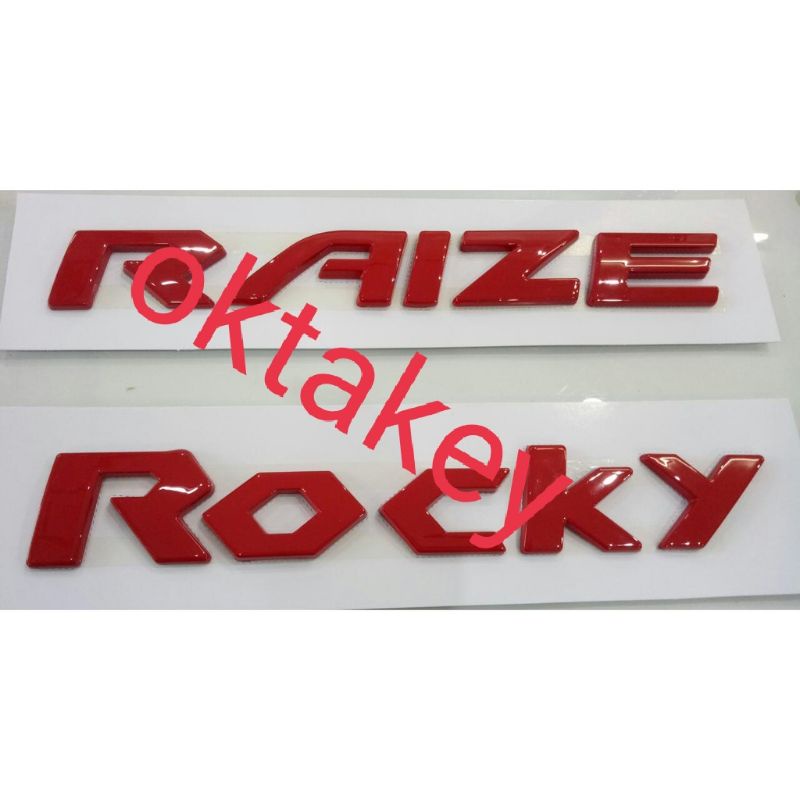 emblem kap mesin Rocky / Raize hitam chrome merah