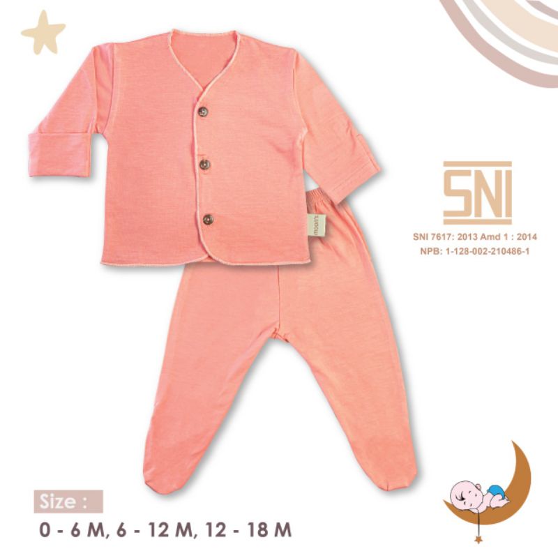 SNI MOONS STELAN  NEWBORN PANJANG TUTUP KAKI POLOS BARU LAHIR STELAN BAJU