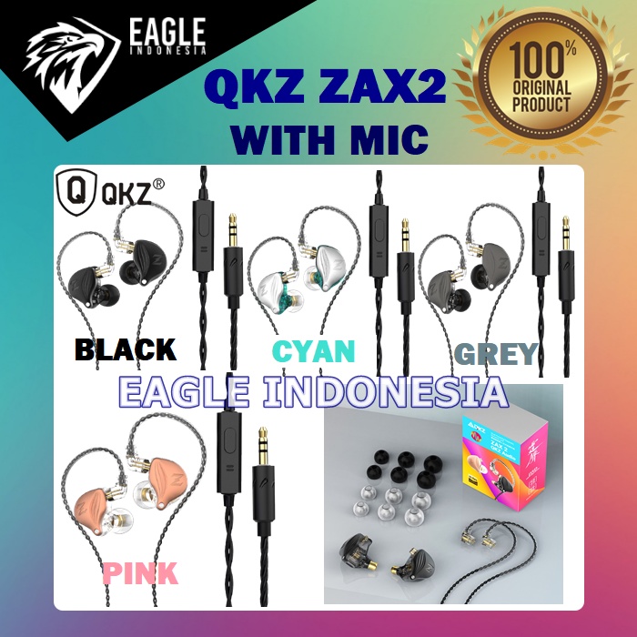 QKZ ZAX2 In Ear Earphones Dynamic HIFI Bass Metal Sport WITH MIC