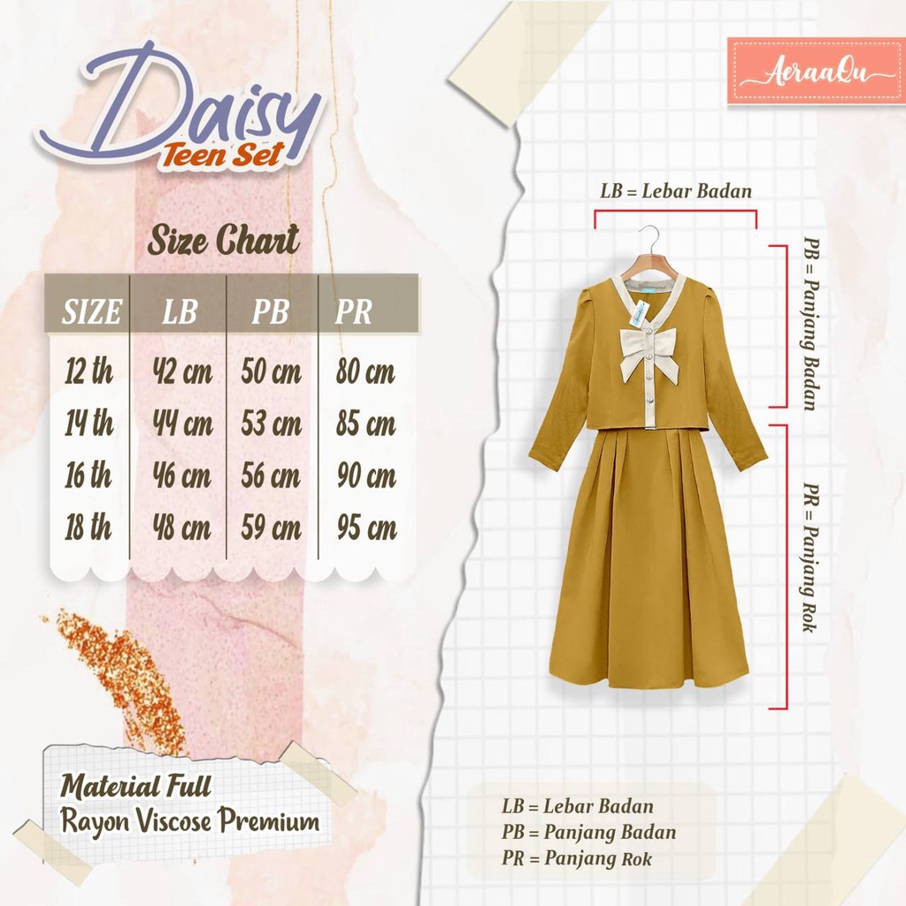 Setelan anak Remaja Daisy Teen by Aeraaqu