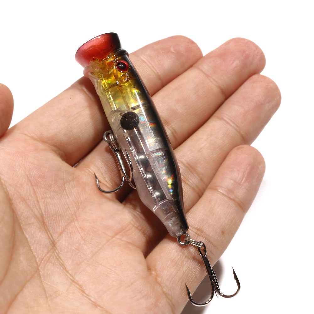 HENGJIA 6pcs 7.2cm/9.5g Popper Umpan Pancing Swimbait Minnow Fishing Lure Ikan Bait Bass Topwater