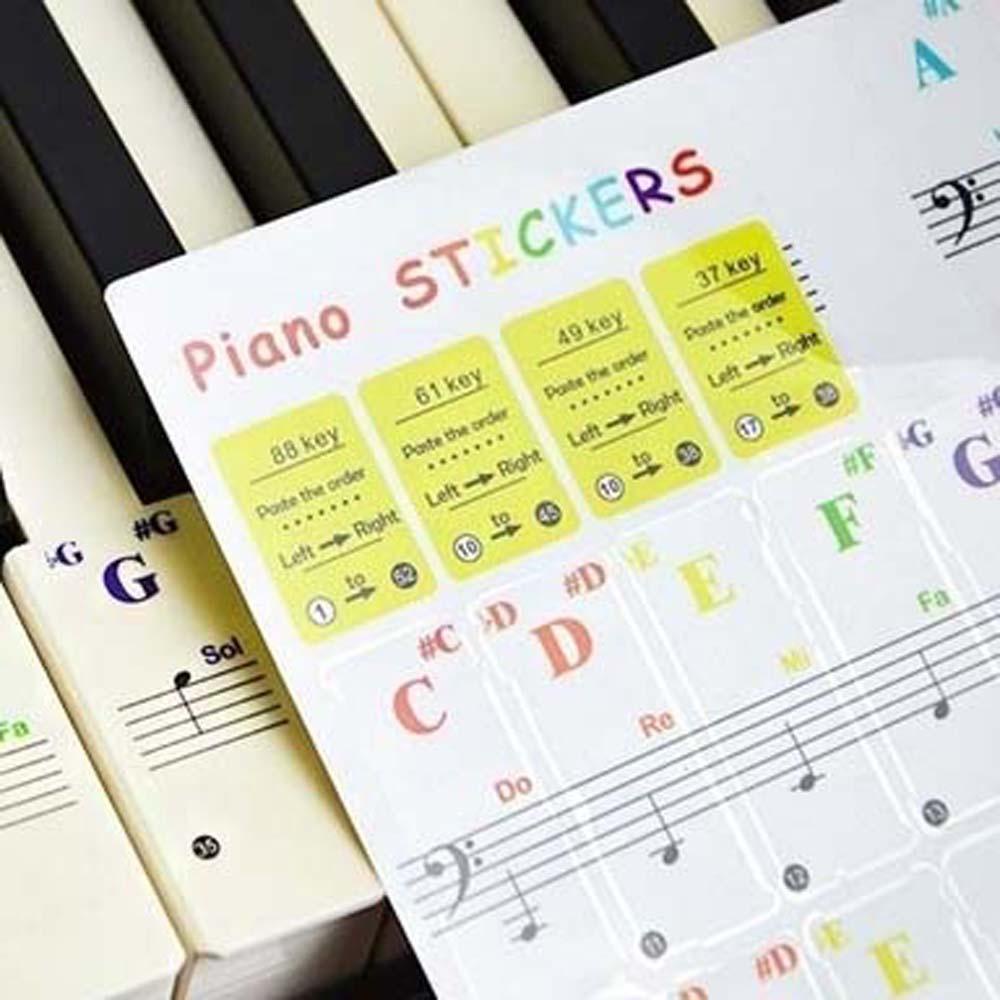 Lanfy Stiker Keyboard Piano Multicolor Berguna Untuk Tombol Putih Keyboard Elektronik Key Sticker Symbol 88Keys Piano Stave Note