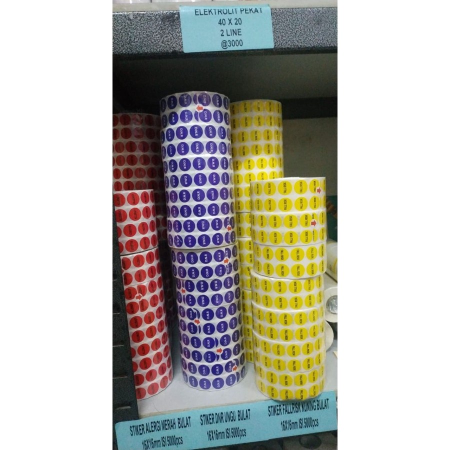 

LABEL STIKER RESIKO FALL RISK,ALLERGY,DNR SIZE 20X16 MM