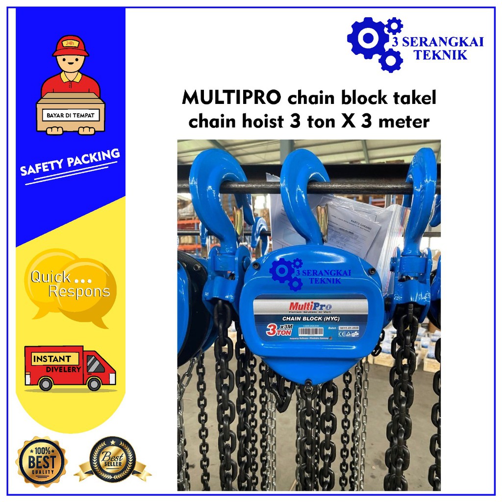 MULTIPRO chain block takel chain hoist 3 ton X 3 meter