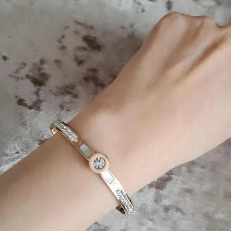 Gelang Titanium asli Rosegold motif bvl Premium Quality Anti karat Bracelet Stainless Steel Ori 929