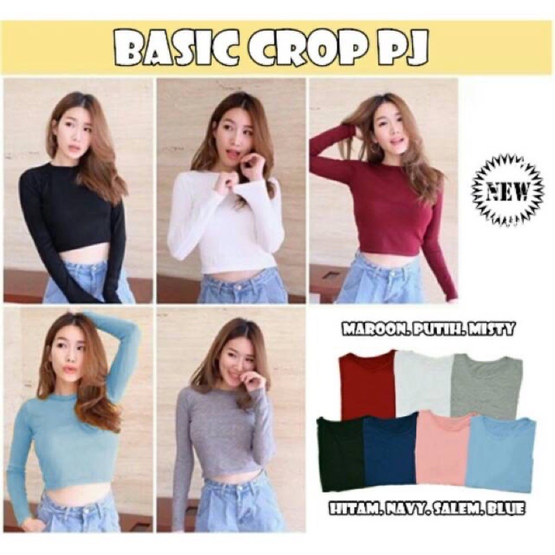 SALE !! VS CC - Basic crop pj-kaos wanita crop panjang